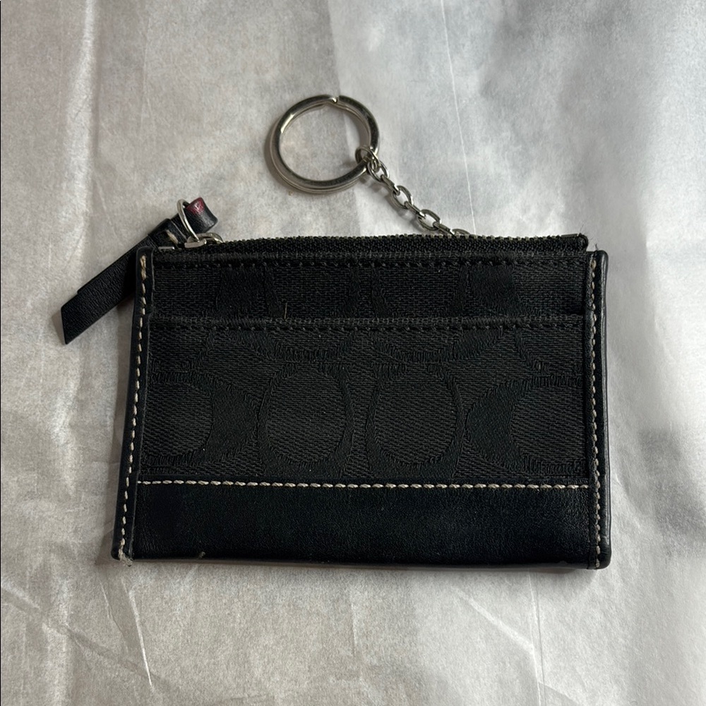 Coach Black Coin & Card Holder with Keychain